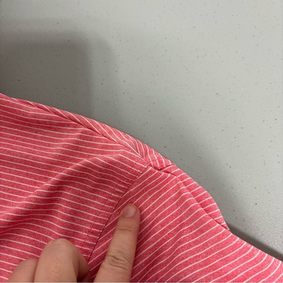 Callaway Opti Dri Men's Large Striped Salmon Short Sleeve Golf Polo Athletic - Picture 5 of 9